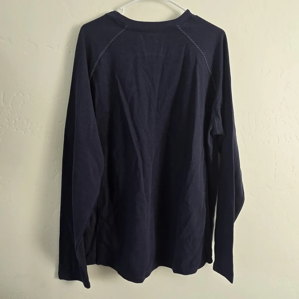 New Cremieux Lightweight Crewneck Long Sleeve Cotton Sweater Navy Blue Size XL